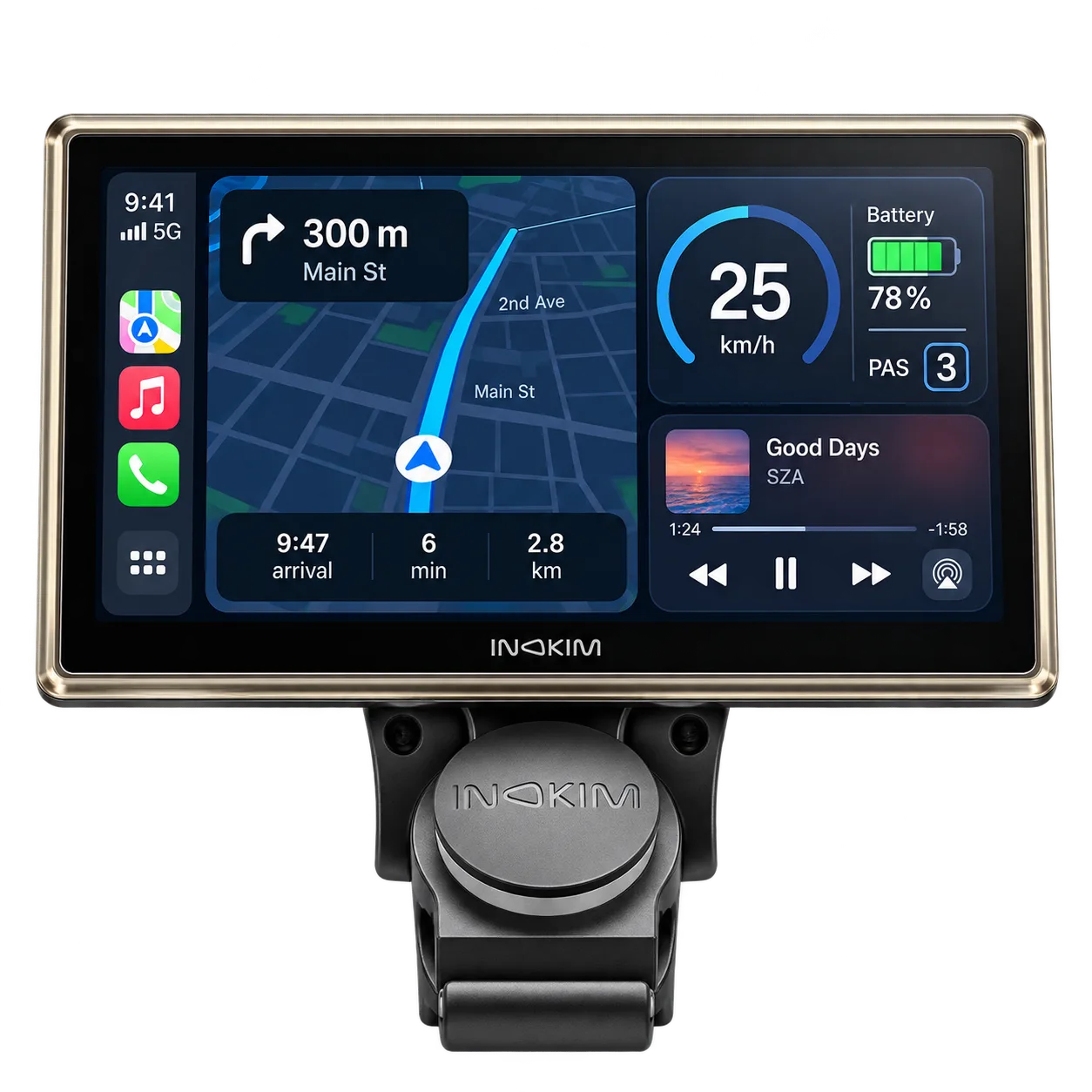 צג צבעוני מתקדם עם CarPlay מובנה.