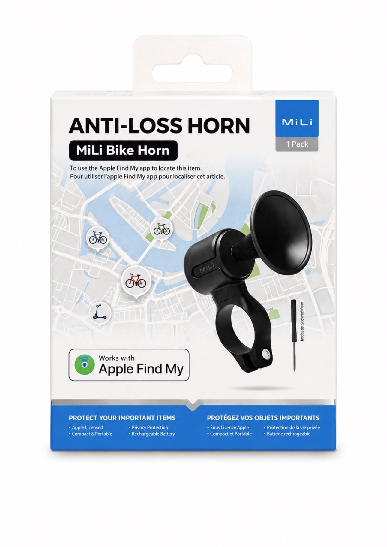 צופר אנטי-גניבה לקורקינט ואופניים – עם איתור Apple Find My